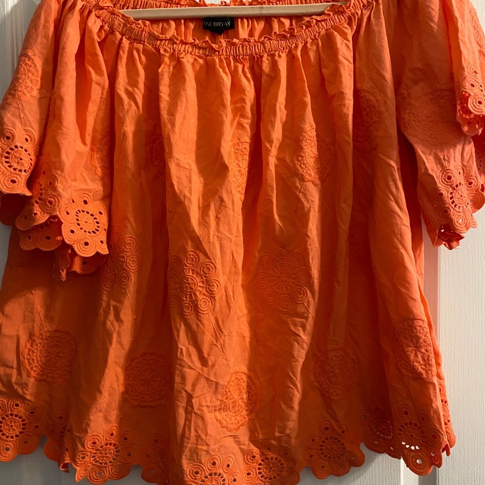 LANE BRYANT SPRING SIZE 14/16 EMBROIDERED EYELET BLOUSE